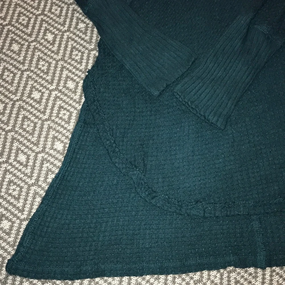 Free People Ventura Drippy Thermal Top Oversized Waffle Knit Long Sleeve Tee - Picture 6 of 8